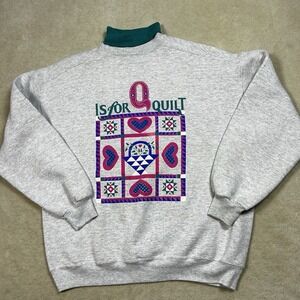 Vintage 90s Gopher Sport Sweatshirt Womens XL Q Is For Quilt Collared Hobby